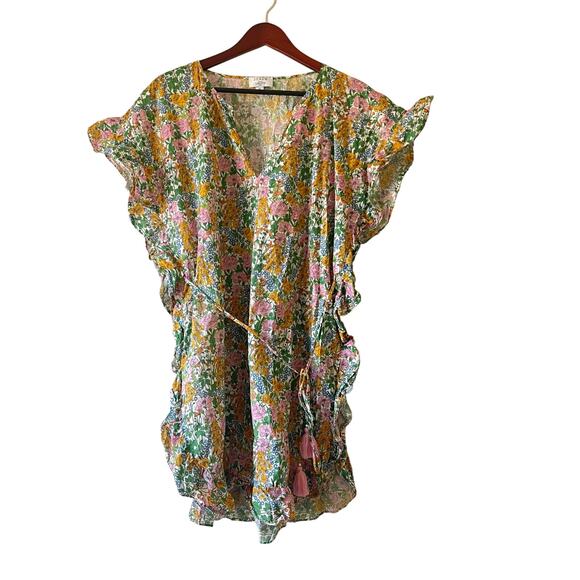 J crew Side-ruffle tunic in Liberty Mini Floral Walk print cover up - Picture 1 of 9